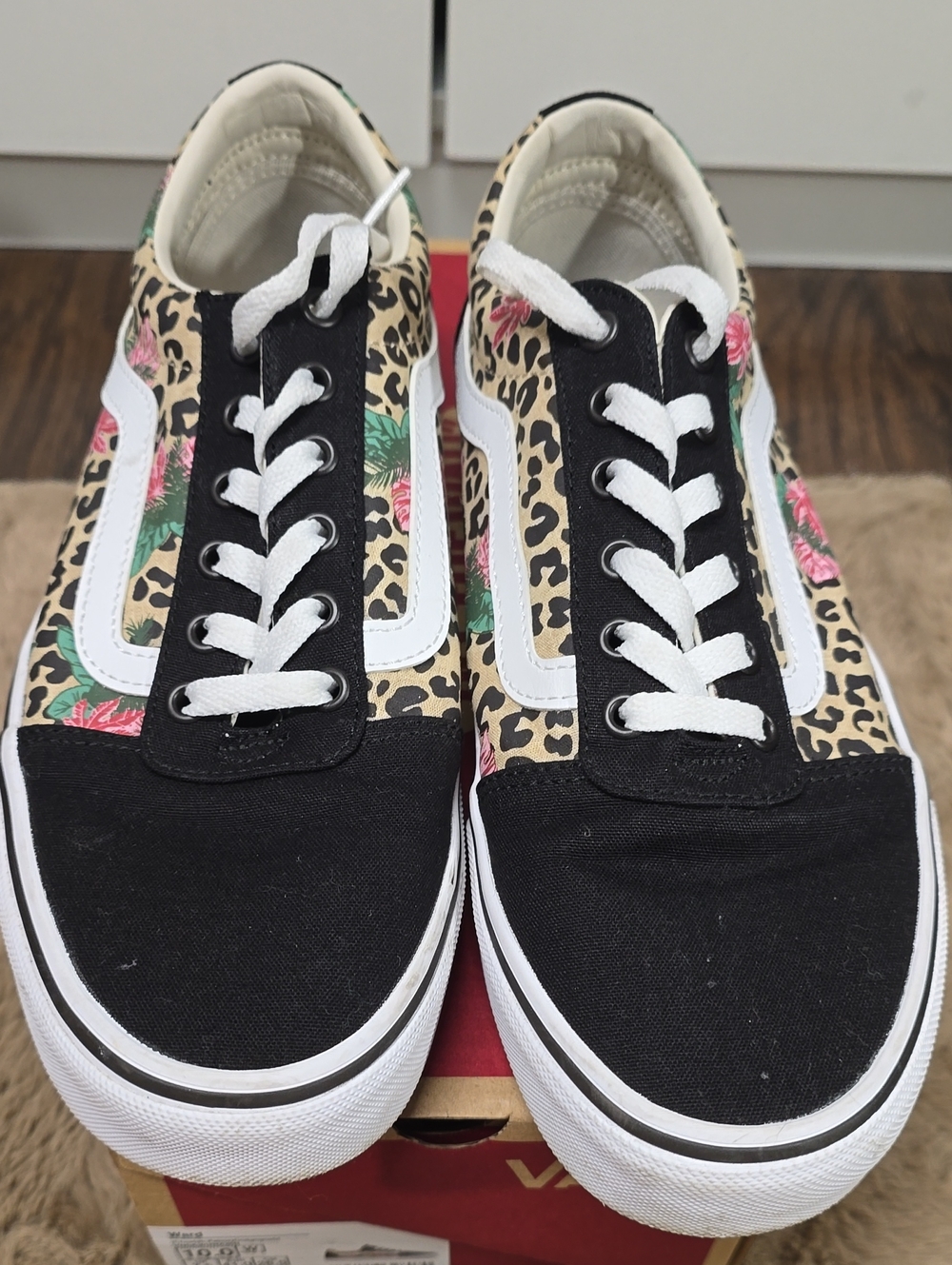 Vans Women's Black Leopard Floral Old Skool Sneakers